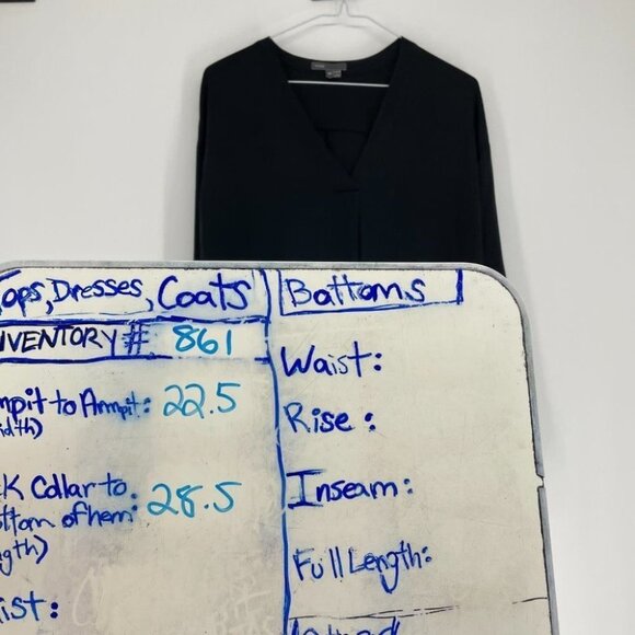 Vince Half Placket Grey Silk Tunic long sleeve vneck blouse - Picture 13 of 14